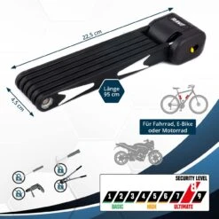 RAVE Folding Lock Ultimate Pro 8 With Key Incl. Holder - Length 95 Cm -Bicycle Supplies R100108 RAVE Faltschloss Ultimate Pro 8 0 1280x1280