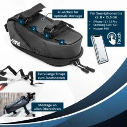 RAVE Bicycle Cell Phone Bag Top Tube Bag Frame Bag Universal Holder -Bicycle Supplies R100109 RAVE Fahrrad Handytasche Oberrohrtasche Rahmentasche Universal Halterung 1 1280x1280