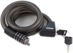 RAVE Spiral Lock 2 In 1 Pro 5 - Combination Lock Incl. 2 Keys - 120 Cm / 15 Mm -Bicycle Supplies R100125 RAVE Spiralschloss 2 in 1 Zahlenschloss inkl 2 Schl ssel 120 cm 15 mm 12 1280x1280