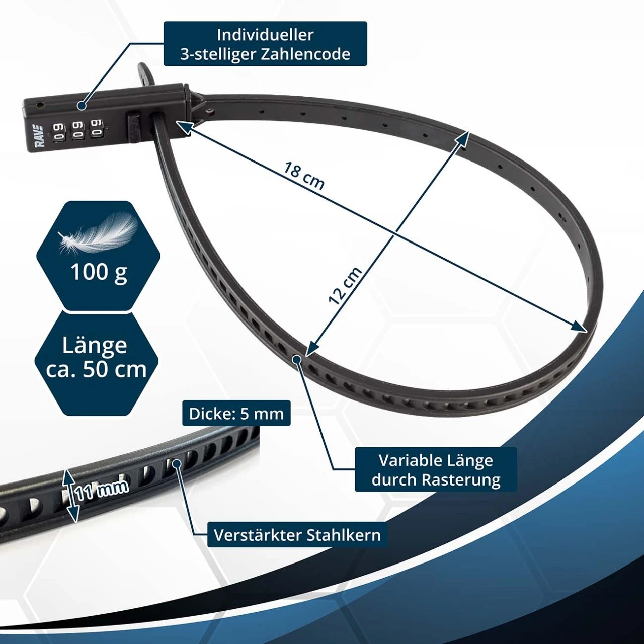 RAVE Cable Tie Lock / Multifunction Lock (50 Cm / 100 G) 4 RAVE Cable Tie Lock / Multifunction Lock (50 Cm / 100 G) - Image 2